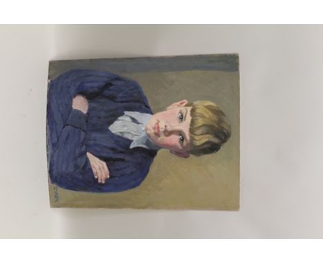 GLADYS VASEY (1889-1991) Portrait of a boy, 1950's, Oil painting on board, signed, 50cm x 40cm, unframed 