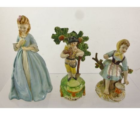 A ROYAL WORCESTER FIGURE "Sweet Anne" ref. 3630, modelled by F.G. Doughty, 18cm high, together with a STAFFORDSHIRE POTTERY F