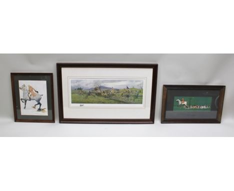 FRANK ALGERNON STEWART "The Tipperary, Away from Tullemaine Gorse" with an original pen and ink remarque of a fox, a colour P