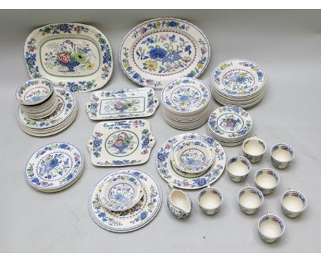 A SELECTION OF MASON'S IRONSTONE REGENCY PATTERN DINNER WARES to include; dinner plates, breakfast plates, cups and saucers, 
