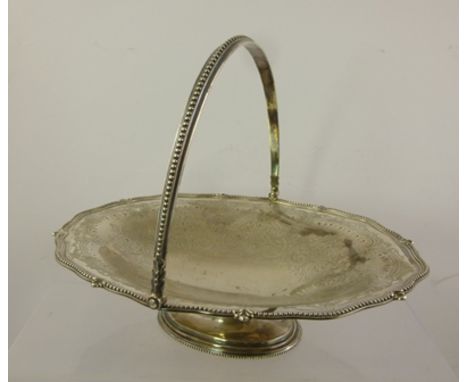 THOMAS BRADBURY AND SONS (Joseph x Thomas Bradbury) A VICTORIAN SILVER OVAL BREAD OR FRUIT BASKET, having beaded rim with cha