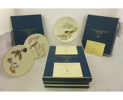 THREE ROYAL WORCESTER LIMITED EDITION ANNUAL HAND-PAINTED PORCELAIN PLATES, "The Birds of Dorothy Doughty Dessert Plates", 19