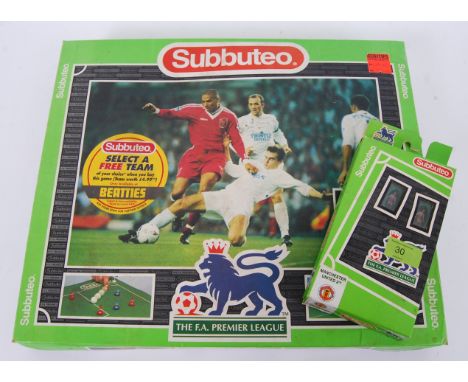 SUBBUTEO; An original vintage Subbuteo FA Premiere League set, along with a boxed Manchester United team. 