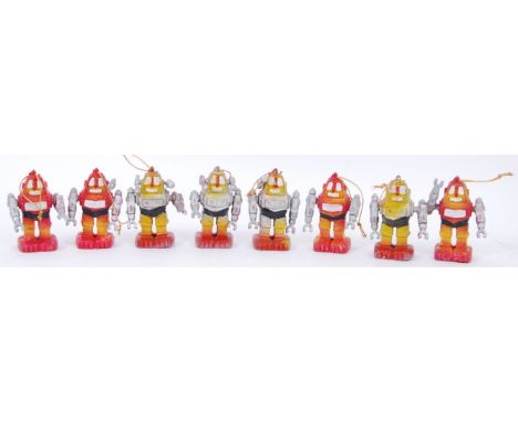 ROBOT CHRISTMAS DECORATIONS: A collection of rare 1960's / 1970's Robot rubber Christmas Tree decorations. x8 in total. With 