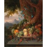Moritz Riebes – Früchtestillleben vor südlicher Landschaft