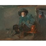 Wilhelm Busch – Sitzender Bauer in Blau