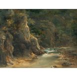 Alphée De Regny – Waldlandschaft mit Gewässer