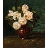 Cella Thoma – Weiße Rosen in einem bauchigen Krug