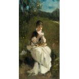 Friedrich August Von Kaulbach – Im Freien (Dame beim Blumenbinden)