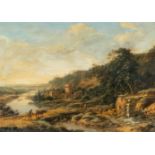 Johann Christian Vollerdt – Baumgesäumte Flusslandschaft mit befestigtem Gut