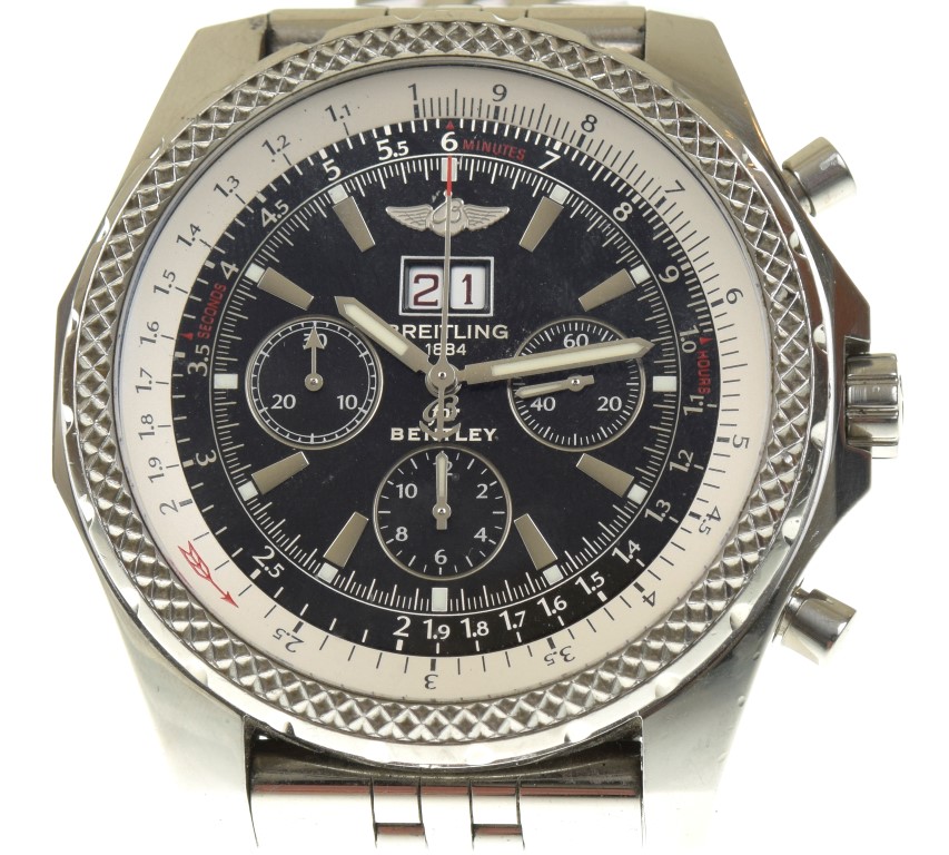 A Stainless Steel Breitling For Bentley Motors Chronograph