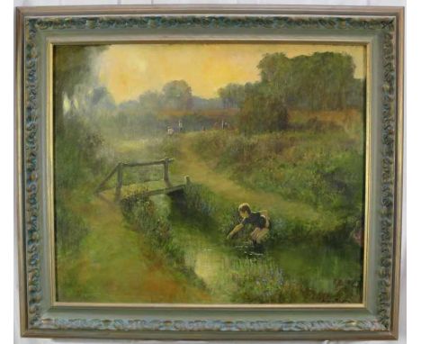 Norman R Coker (1927-2020) oil on board - River scene, signed, 50cm x 60cm, framed