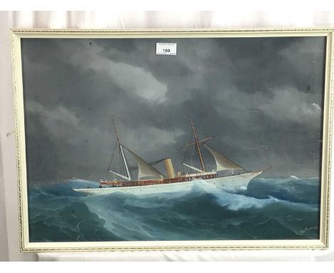 Antonio De Simone (1851-1907) gouache portrait of The Marion, a vessel sailing out of Brightlingsea, signed and dated 1903, 3