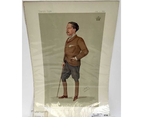 Group of period Vanity Fair lithographic prints of notable figures (names beginning with 'J', 'M' and 'I') by Spy, Ape and ot