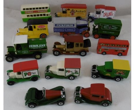 14 Matchbox model cars, vans & buses