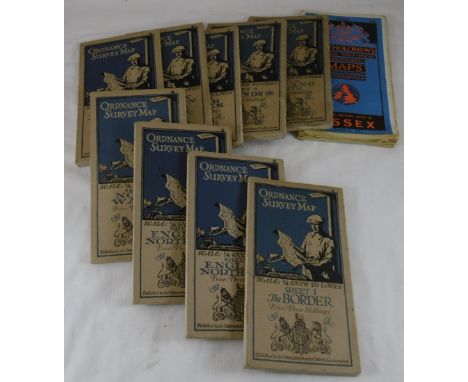 9 x 1921 Folding Ordnance Survey & 1 Bartholmews