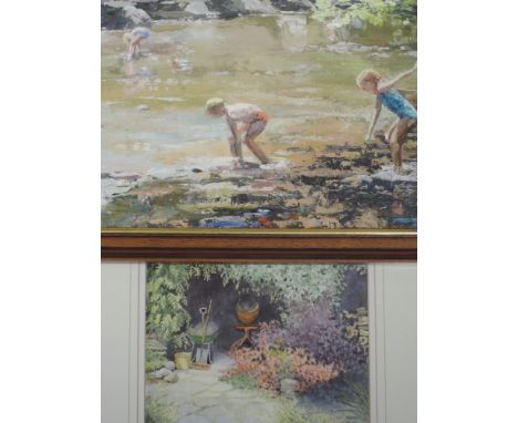 Two watercolours, Helen M Jackson, Tools of the Trade, Troutbeck, signed, and attributed verso, 32 x 23cm, framed and glazed,