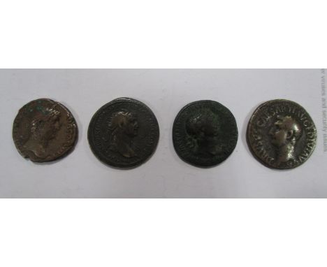 [Coins] Hadrian Dumponius AD 117-138, 9g, another Drusus AD 22, 10.7G, a Trojan Sestertius, 12.5g, and another with Trojan sp