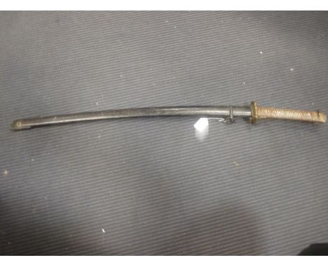 A Japanese WWII sword, inventory number to blade, metal scabbard and alloy mounts