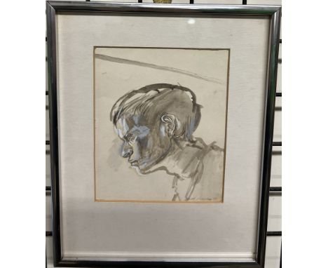 Jack CrabtreeHead and shoulders portrait of a boyWatercolourSigned15 x 12.5cm