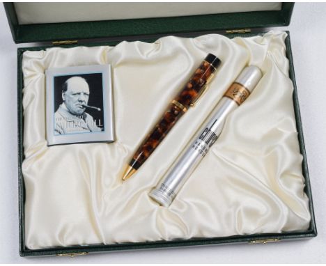 Conway Stewart, Churchill, a limited edition 58 series ballpoint pen, no. 55/368, with gold plated mountings, in a presentati