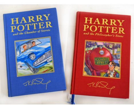 Two Harry Potter First Deluxe Edition books to include Harry Potter and the Philosopher's Stone, published 1999, 2nd impressi