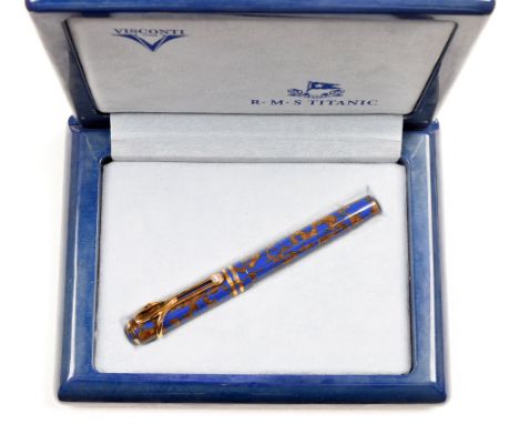 Visconti, Titanic, a limited edition fountain pen, no. 1845/1912, with gold plated mountings, the nib stamped 18K, in a Visco