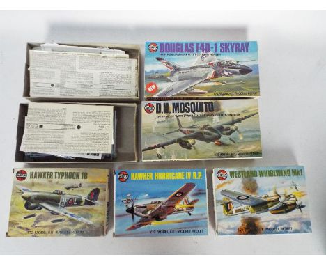 Airfix - Five boxed 1:72 scale plastic military aircraft model kits in Type 5 boxes. Lot consists of Airfix #61027 Typhoon; #