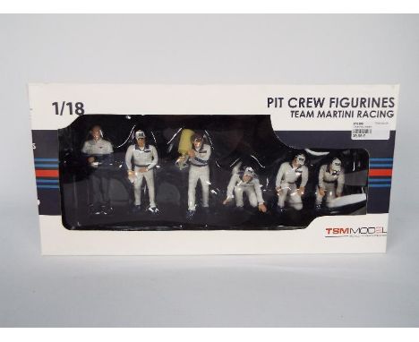 True Scale Miniatures - A boxed 1:18 scale Martini Racing Pit Crew of six figures. They appear in Mint condition in a Good bo