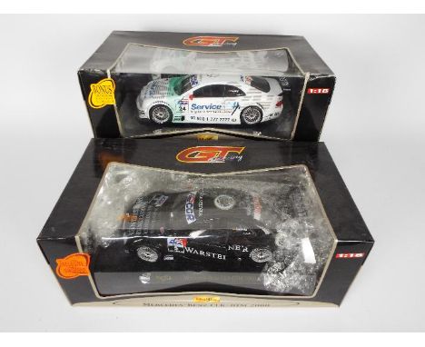 Maisto - two 1:18 scale diecast vehicles by Maisto both Mercedes-Benz CLK-DTM 2000 with showroom display units, both boxed