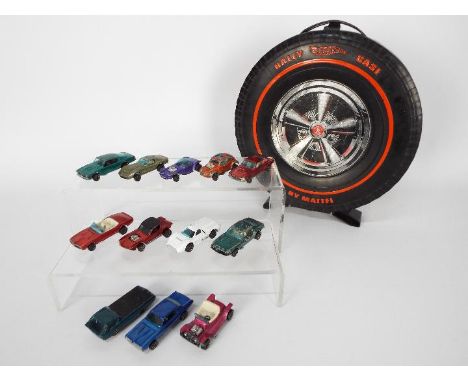 Hot Wheels - Redline - A Rosebud Mattel Rally Wheel Case with 12 x early Hong Kong made cars including a hard to find Hot Hea