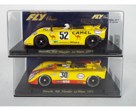 Fly - Two boxed 1:32 scale slot cars from Fly. Lot consists of #C44 Porsche 908 Flunder Le Mans 1971; together with C44 Porsc