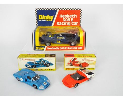 Dinky Toys - Three boxed Dinky Toy diecast model cars. Lot includes a boxed Dinky Toys #200 Matra 630 - blue with black inter