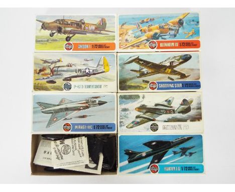 Airfix - Seven boxed Airfix Series 2 1:72 scale plastic military aircraft model kits in Type 4 &amp; 4a boxes. Lot includes A