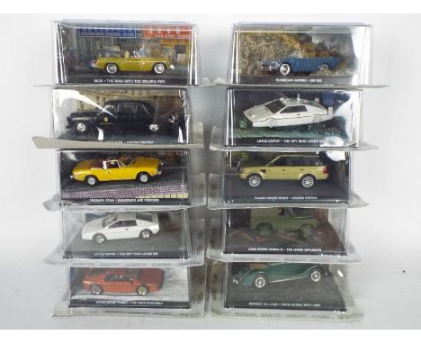 Universal Hobbies - James Bond - 10 x unopened 1:43 scale cars including Lotus Esprit Turbo from For Your Eyes Only, Triumph 