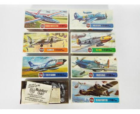 Airfix - Seven boxed Airfix Series 2 1:72 scale plastic military aircraft model kits in Type 4a boxes. Lot includes Airfix #0