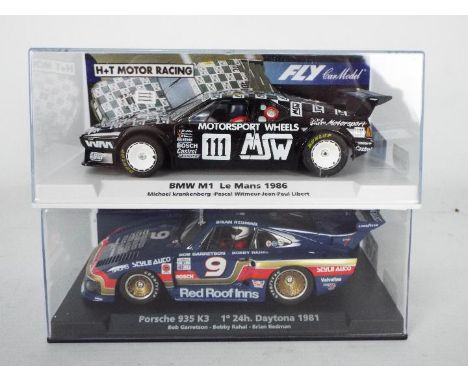 Fly - Two boxed 1:32 scale slot cars from Fly. Lot consists of #99063 Limited Edition H&amp;T Motor Racing Limited Edition BM