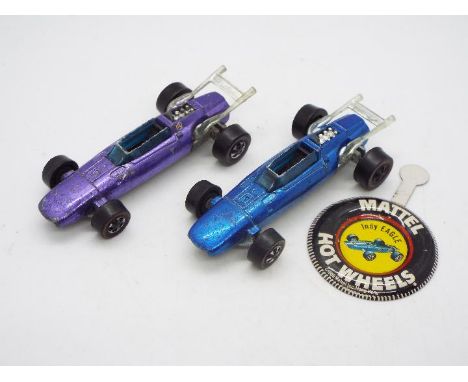 Hot Wheels - Redline - 2 x Indy Eagle Grand Prix cars in Purple and Blue. Both of these Hong Kong made models appear in Good 