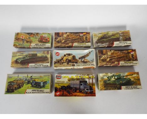 Airfix - 9 x boxed 1:72 scale tanks and ground crew kits including # A206V Leopard Tank, # A204V RAF Emergency Set, # A208V P