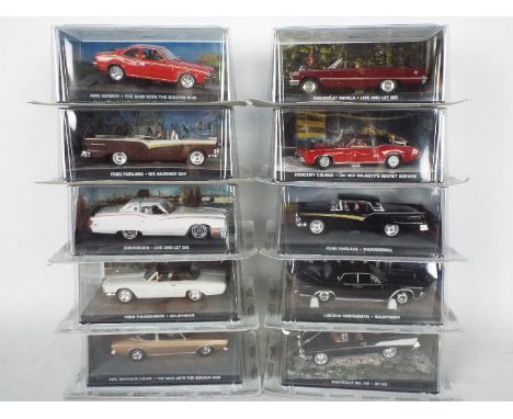 Universal Hobbies - James Bond - 10 x unopened 1:43 scale American cars including the Lincoln Continental from Goldfinger, Fo