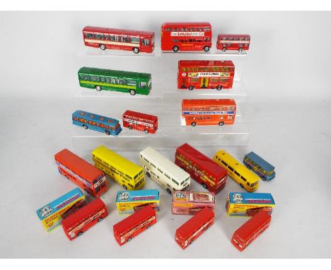 Dinky Toys, Wiking, Matchbox, Corgi Juniors - A fleet of predominately unboxed diecast and one plastic model buses in various