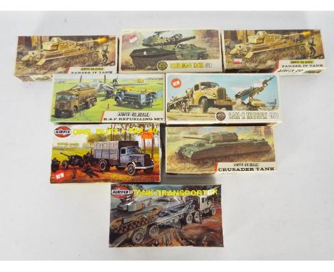 Airfix - 8 x boxed 1:72 scale tank and ground crew model kits including # A210V Crusader Tank, # 033033-5 SAM-2 Missile, # A3