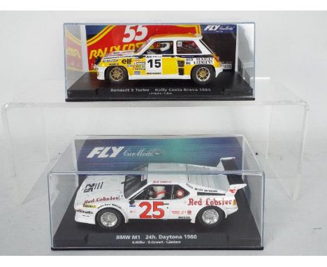 Fly - Two boxed 1:32 scale slot cars from Fly. Lot consists of #99090 Limited Edition Renault 5 Turbo Rally Costa Brava 1984 