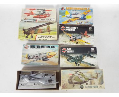 Airfix - 7 x boxed 1:72 scale aircraft model kits including # 02034 Douglas TBD-1 Devastator, # 02050-1 Brewster Buffalo F2A-