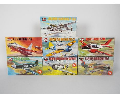 Airfix - Seven boxed Airfix Series 2 1:72 scale plastic military aircraft model kits in Type 6 boxes. Lot includes Airfix #02