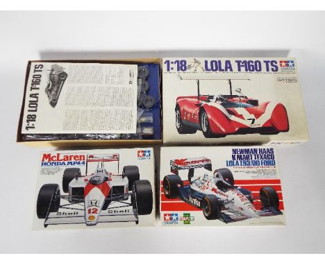 Tamiya - Three boxed scale plastic model F1 racing car kits from Tamiya in various scales. . Lot consists of Tamiya 1:20 #200