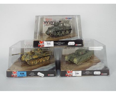 Corgi - WWII Legends - 3 x D-Day Landings Tank Models in 1:50 scale, # CC51013 M4A3 Sherman Tank named Blockbuster, # CC60107