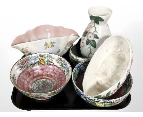 Six pieces of Maling lustre ware