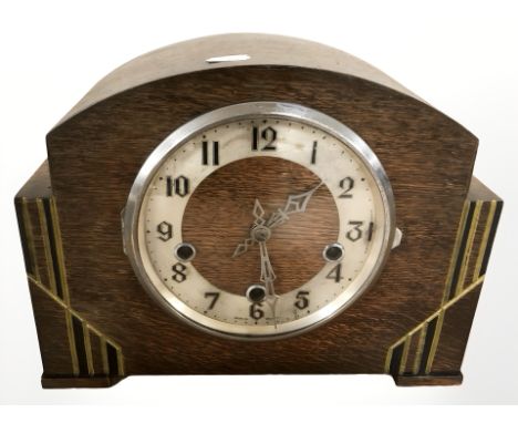 An Art Deco eight day mantel clock, height 22 cm.