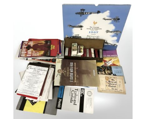 A quantity of theatre programmes, boxed cigarette cards, posters etc (1 box)